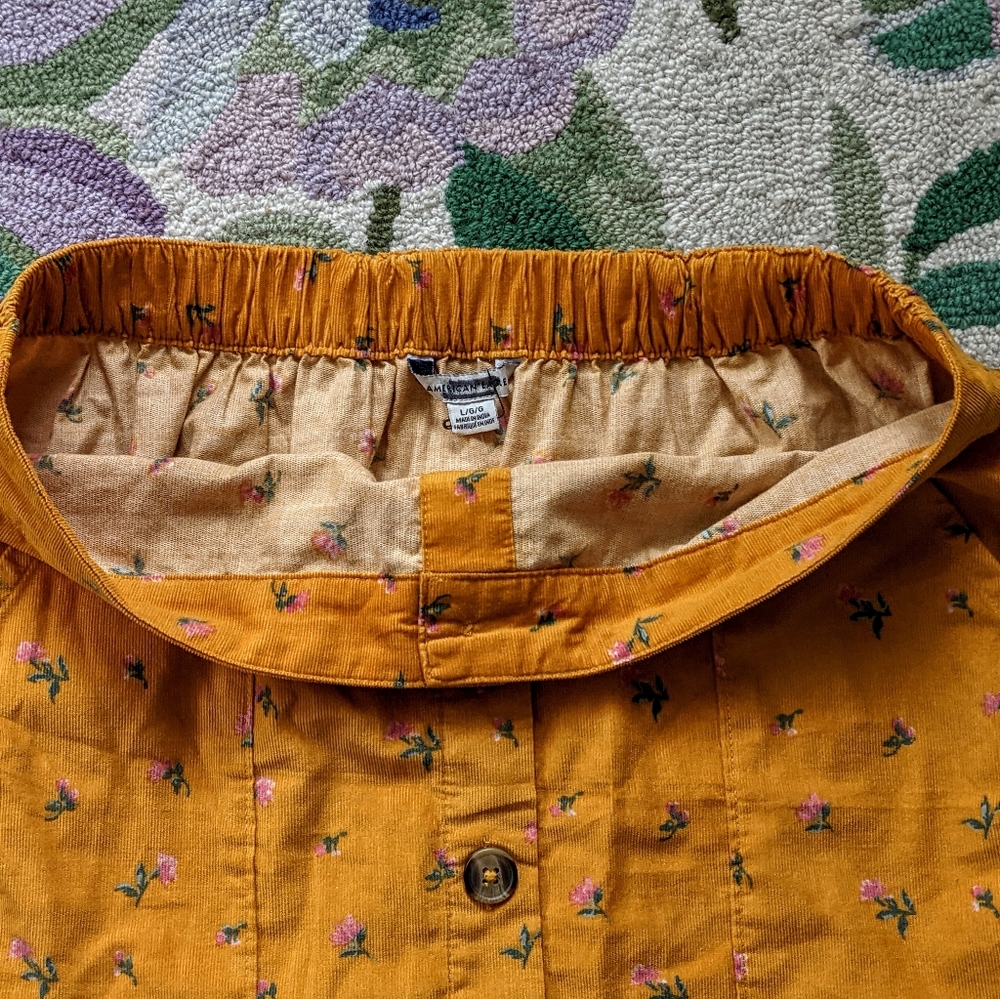 Corduroy Floral Mini Skirt Honeycore Garden Hipster Grunge Cottagecore - Picture 11 of 14